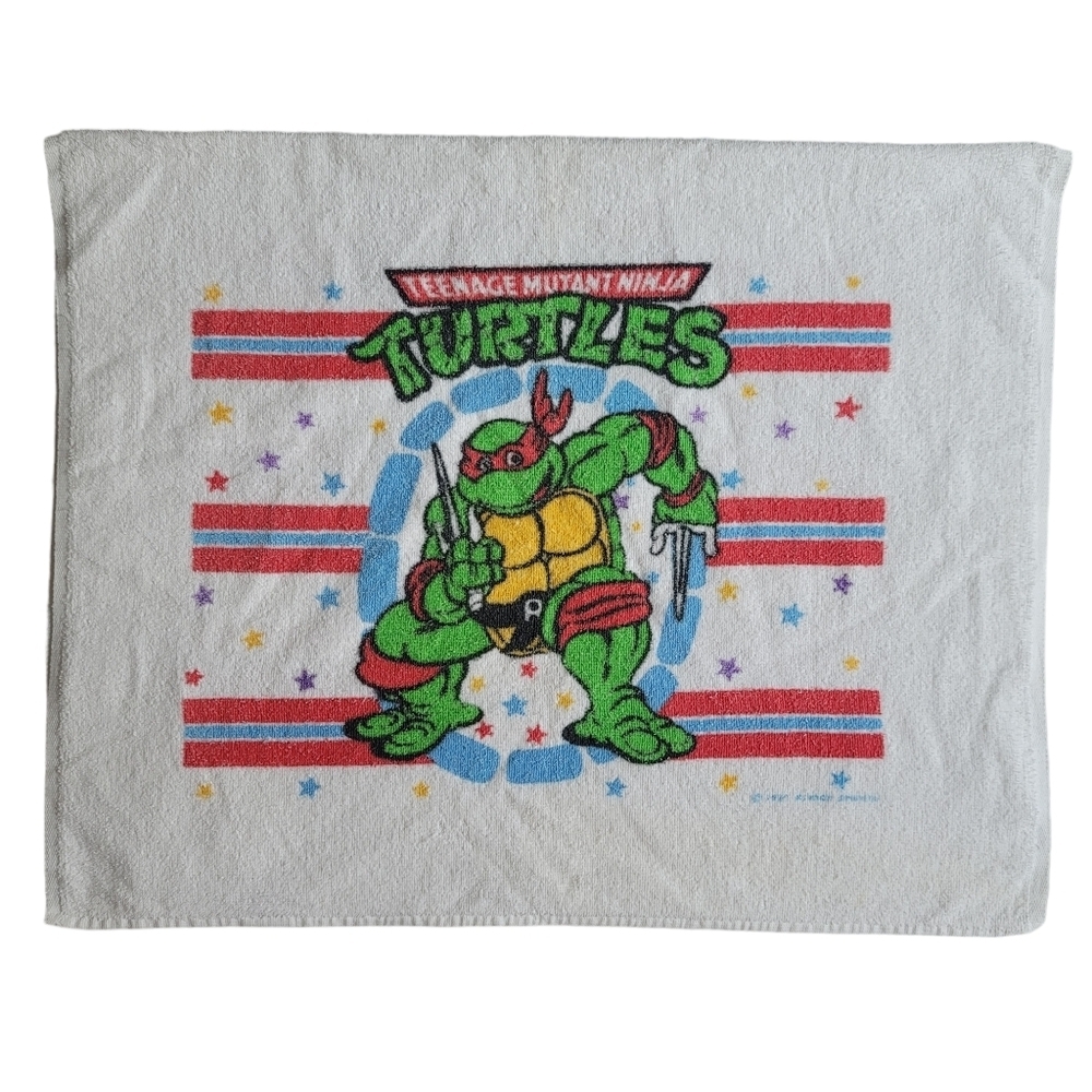 VTG 80s Teenage Ninja Mutant Turtles Dundee USA Kids Beach Towel